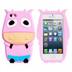 Silikonové pouzdro pro iPhone 5 - růžová kravička