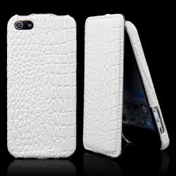 Koženkové pouzdro pro iPhone 5S/5 - bílá krokodýlí kůže
