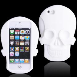 Silikonový obal iPhone 5/5S - Lebka bílá