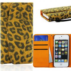 Koženkové pouzdro pro iPhone 5S/5 - leopardí vzor