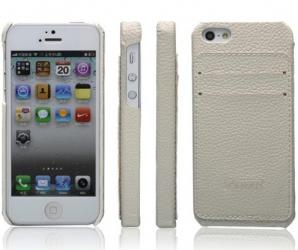 Luxusní kožené pouzdro na iPhone 5S/5 - bílé